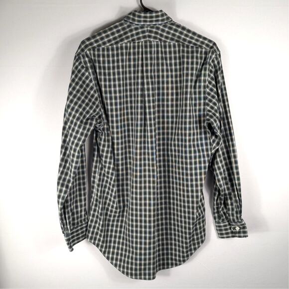 Lands’ End Men 15-32 Shirt Tailored Supima No Iron Plaid Button Down Long Sleeve - Picture 4 of 4